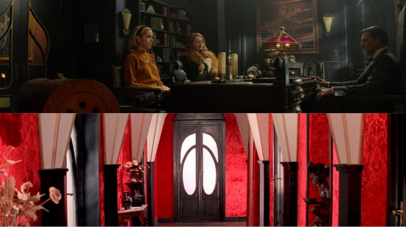 Comparing the door in Chilling Adventures of Sabrina to the original in Suspiria.